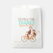Sachets En Papier Twins Baby shower mignon singe double problème (Devant)
