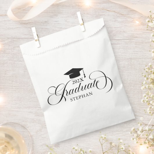 Sachets En Papier Typographie de script noir élégant (Coupé)