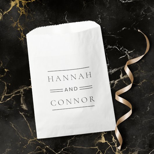 Sachets En Papier Typographie moderne chic noir & blanc