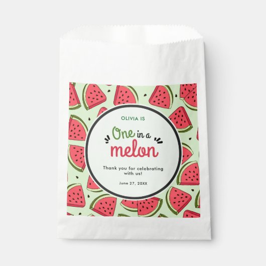 Sachets En Papier Un à Melon Été 1er Anniversaire Merci (Devant)