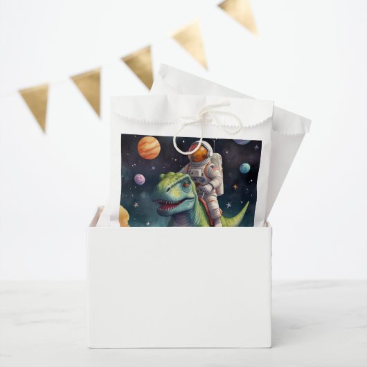Sachets En Papier Un astronaute sur Dino dans l'espace (Fête)