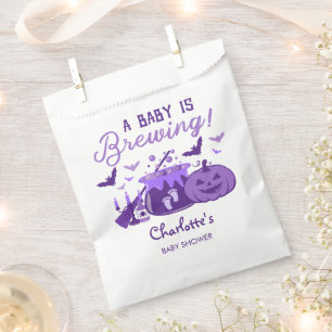 Sachets En Papier Un Bébé brasse du Baby shower d'Halloween violet