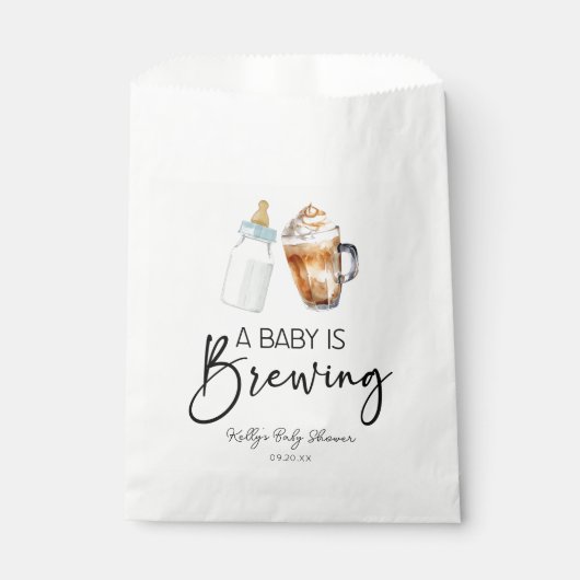 Sachets En Papier Un Bébé Brasse Une Bouteille Baby shower En Verre  (Devant)
