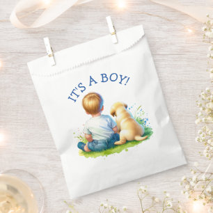 Sachets En Papier Un garçon Un bébé et son Baby shower de chien