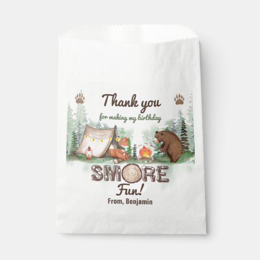 Sachets En Papier Un Joyeux Camper Bear Forest Anniversaire Favorise (Devant)