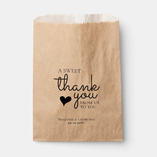 Sachets En Papier Un Merci doux Coeur Moderne Mariage élégant (Devant)