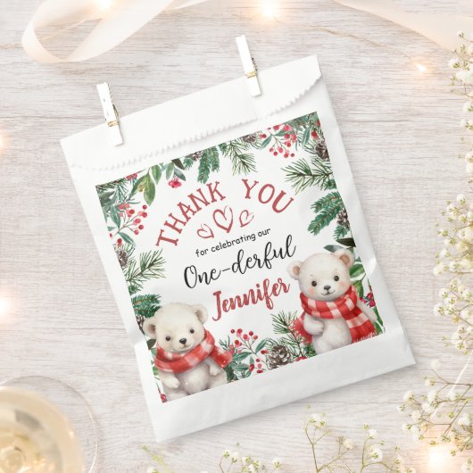 Sachets En Papier UN | Mignonne Ours Noël 1er anniversaire (Coupé)