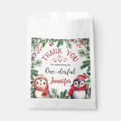 Sachets En Papier UN | Noël de pingouin 1er anniversaire (Devant)