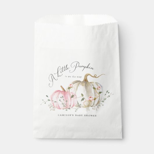 Sachets En Papier Un petit Baby shower de fille Citrouille (Devant)