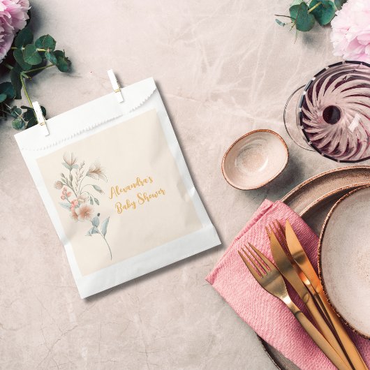Sachets En Papier Un petit Baby shower de fille Fleur sauvage