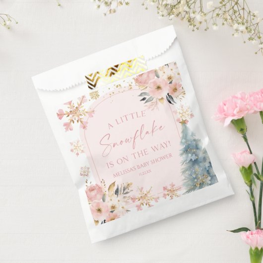 Sachets En Papier Un petit Baby shower d'hiver rose Snowflake (Scellé)