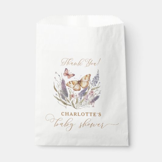 Sachets En Papier Un Petit Papillon Est En Chemin De Baby shower (Devant)