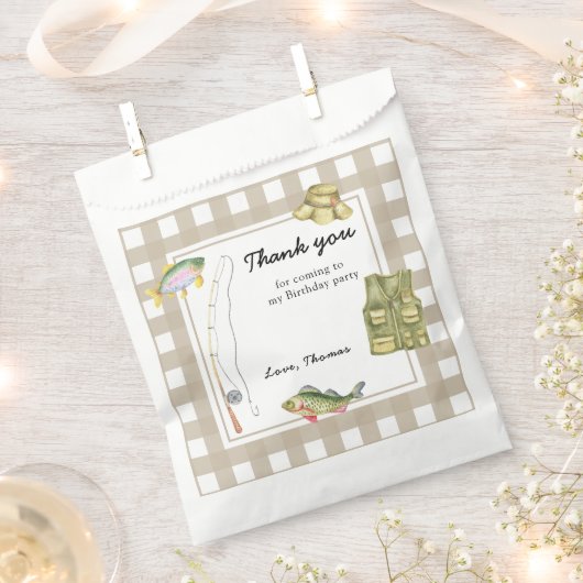 Sachets En Papier Un petit pêcheur Merci d'anniversaire (Coupé)