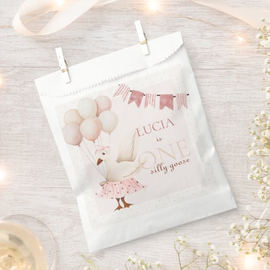 Sachets En Papier Un Silencieux Goose Pink Pastel 1er Anniversaire (Coupé)