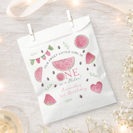 Sachets En Papier Une fille pastèque mignonne pour son premier anniv (Coupé)