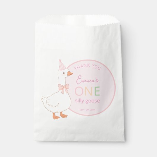 Sachets En Papier Une fille rose d'oie sotte premier Merci d'anniver (Devant)