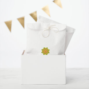 Sachets En Papier une fleur verte et rouge avec des points noirs