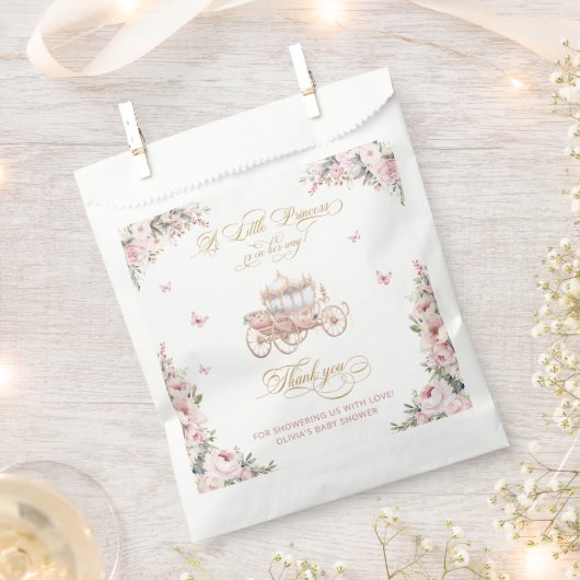 Sachets En Papier Une petite princesse en Merci de Baby shower rose (Coupé)