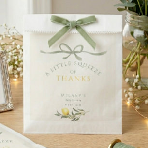 Sachets En Papier Une pression de remerciement Baby Shower Citron Ci