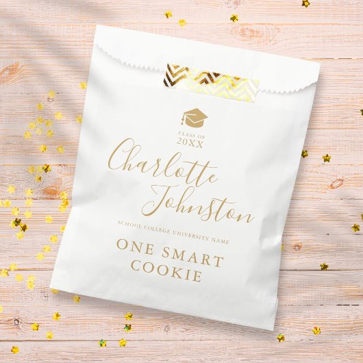 Sachets En Papier Une Smart Cookie Gold Script Graduation Party