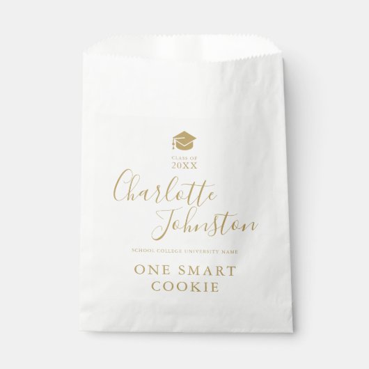 Sachets En Papier Une Smart Cookie Gold Script Graduation Party (Devant)
