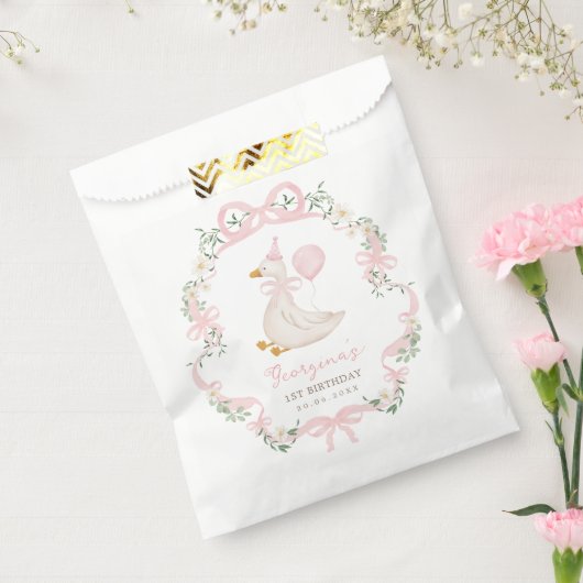 Sachets En Papier Une sotte d'oie Coquette de la cou rose Anniversai (Scellé)