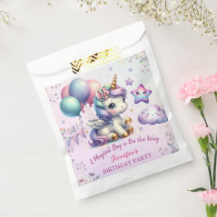 Sachets En Papier Unicorn Anniversaire Fille Purple & Or