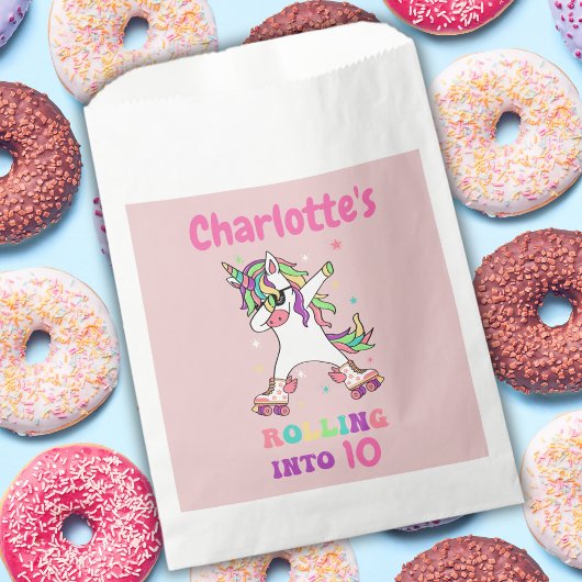 Sachets En Papier Unicorn Dabbing Roller Patinage Anniversaire