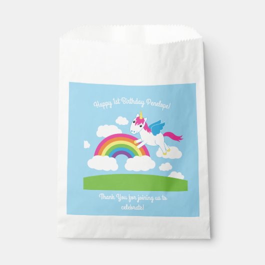 Sachets En Papier Unicorne fête d'anniversaire (Devant)