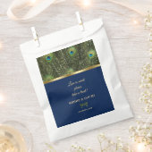 Sachets En Papier Unique Marine Blue Gold Peacock Feaths Mariage (Coupé)