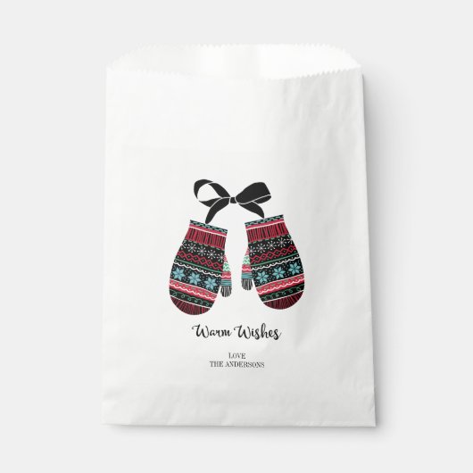 Sachets En Papier Vacances Mittens Chaleureux Voeux Noël Favoriser S (Devant)