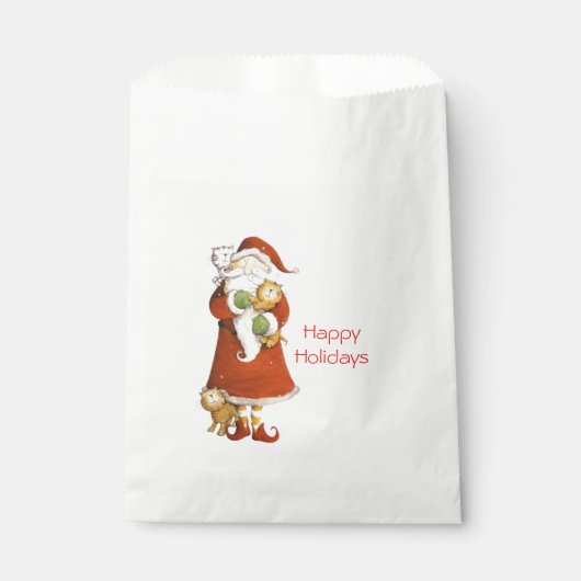 Sachets En Papier Vacances Whimsical Père Noël and Cats (Devant)