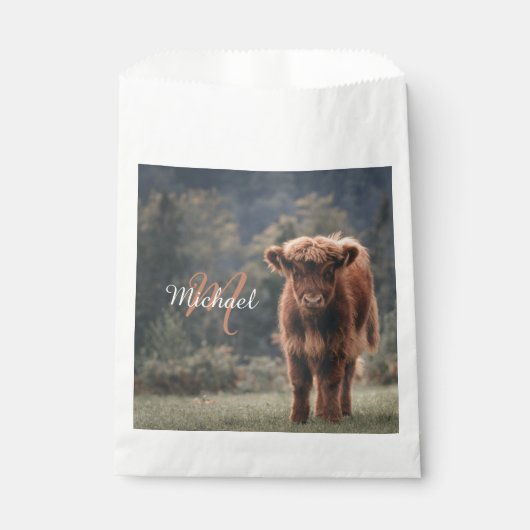 Sachets En Papier Vache de Highland calvaire herbe d'automne monogra (Devant)