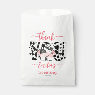 Sachets En Papier Vache fête d'anniversaire vache motif rose merci
