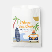 Sachets En Papier Vagues Surf de quatre jours Bleu 4e fête d'anniver (Devant)