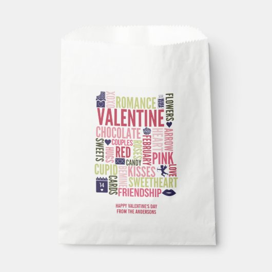 Sachets En Papier Valentine Mots Valentine's Day Favor Bag (Devant)