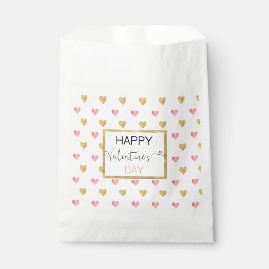 Sachets En Papier Valentine's Day Gold Rose Parties scintillant Coeu (Devant)