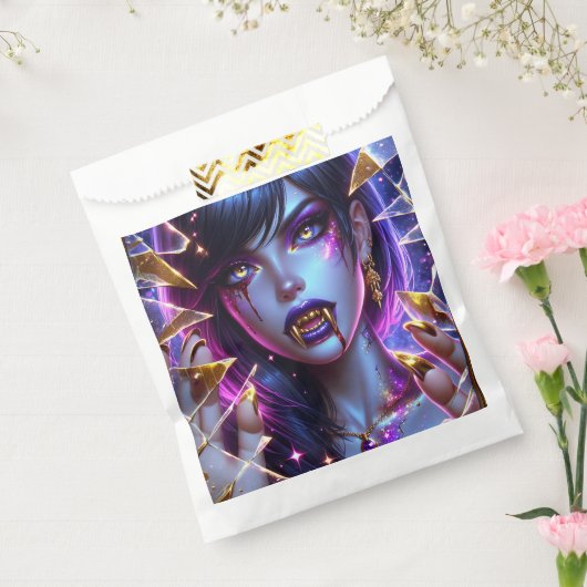 Sachets En Papier Vampire avec yeux d'or et dents Halloween (Scellé)