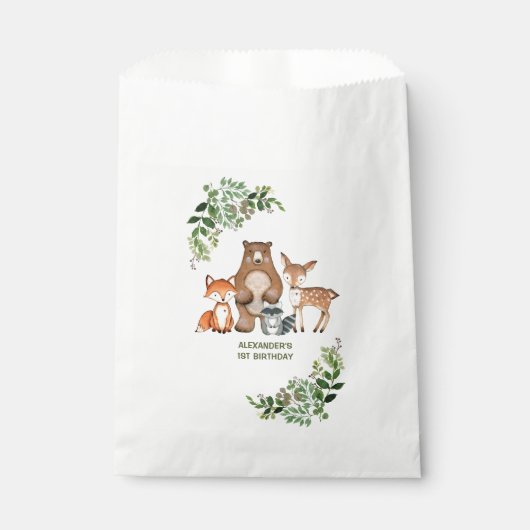 Sachets En Papier Végétation Bois Animaux Baby shower d'anniversaire (Devant)