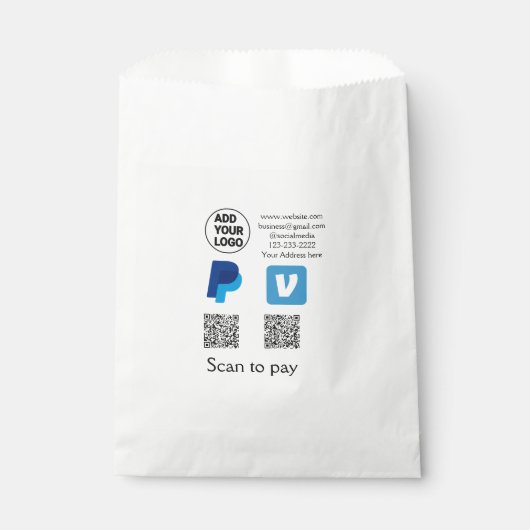 Sachets En Papier Venmo paypal scan pour payer ajouter q r code logo (Devant)