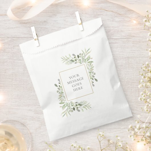 Sachets En Papier Verdure Aquarelle Foliage Personnalisé (Coupé)