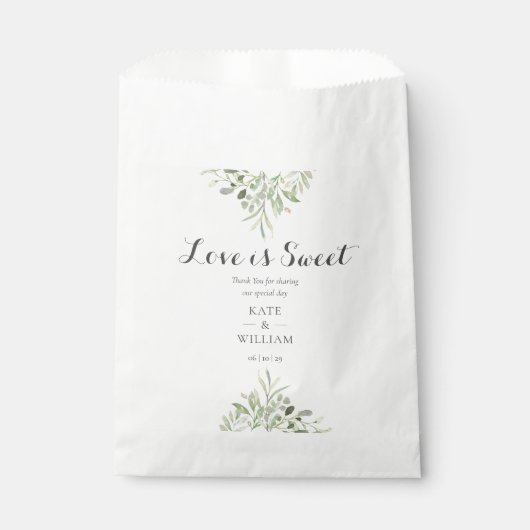 Sachets En Papier Verdure Foliage L'amour est Mariage de script doux (Devant)