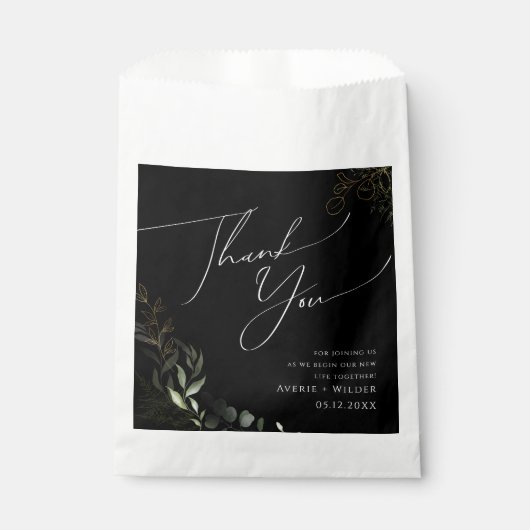 Sachets En Papier Verdure lunaire Noir et Or | MERCI (Devant)