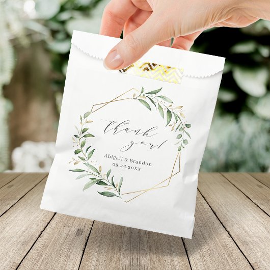 Sachets En Papier Verdure moderne or géométrique Mariage rustique gé