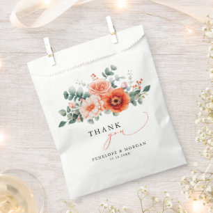 Sachets En Papier Verona Sunset Bright Orange Moderne Mariage Floral