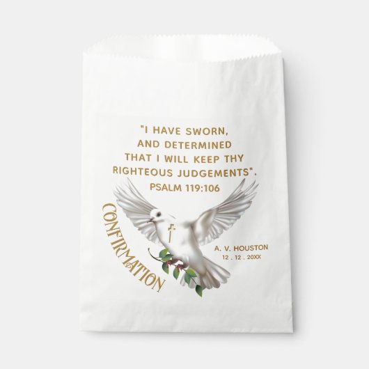 Sachets En Papier Verset d'écriture de confirmation de colombe (Devant)