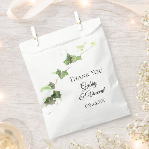 Sachets En Papier Vert anglais Vin Vin Mariage d'aquarelle