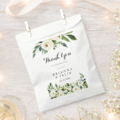 Sachets En Papier Vert Blanc Automne Floral Merci Mariage (Coupé)