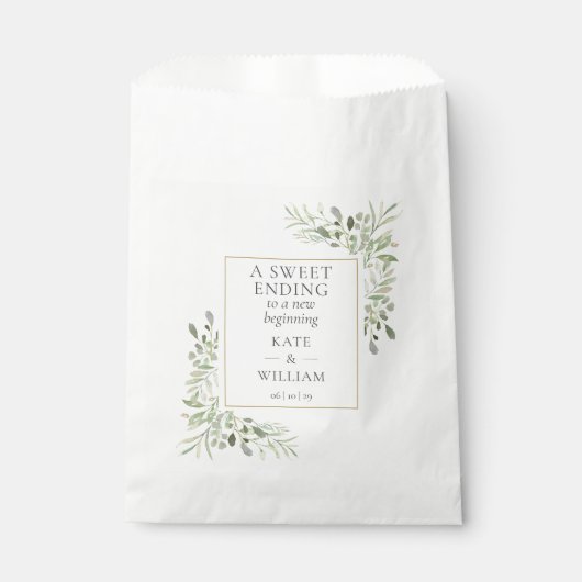 Sachets En Papier Vert Douce Terminer Nouveau Mariage de départ (Devant)
