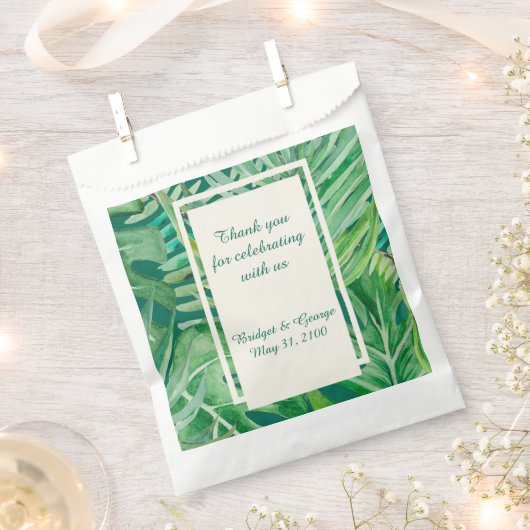 Sachets En Papier vert émeraude mariage tropical (Coupé)